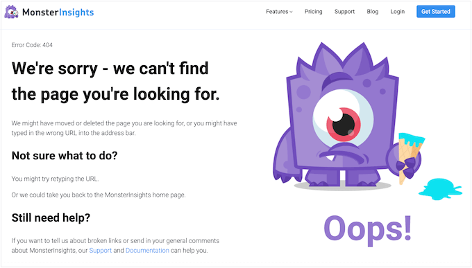 怪物洞察自定义 404 错误设计