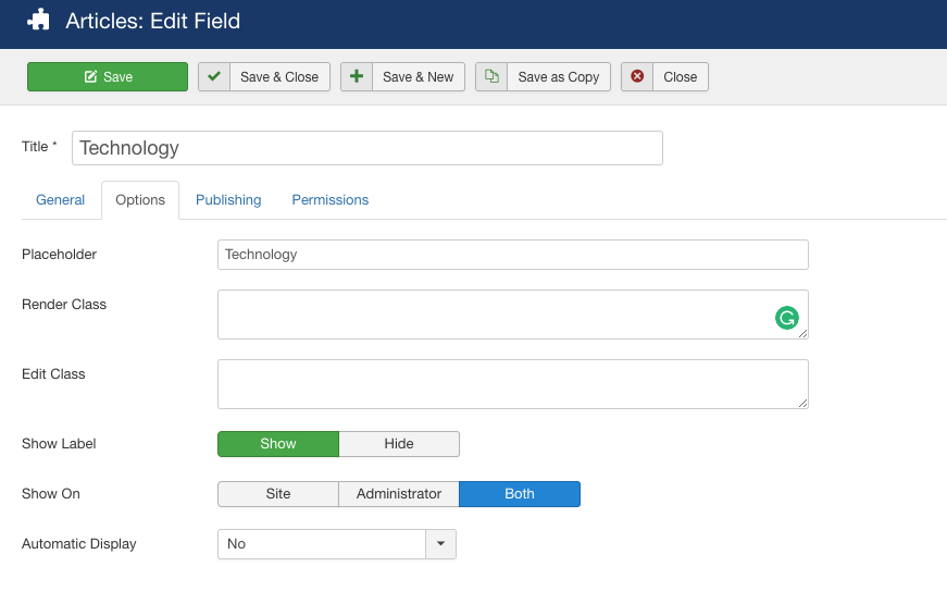 field options