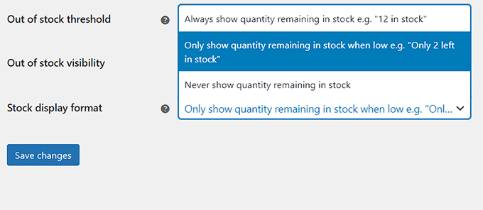 configure stock display format