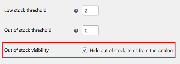 configure stock threshold and visibility