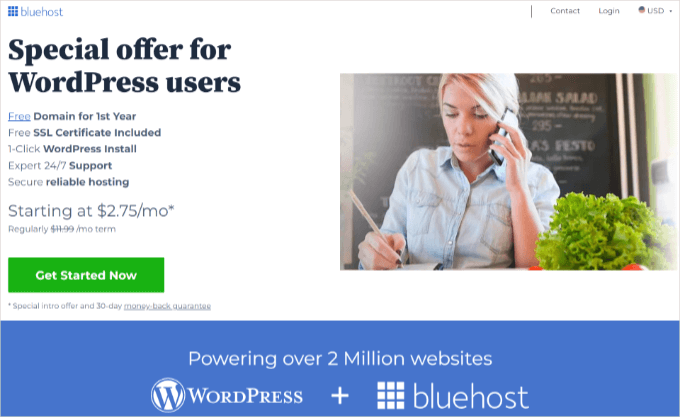 Bluehost 为 WPBeginner 读者提供的优惠